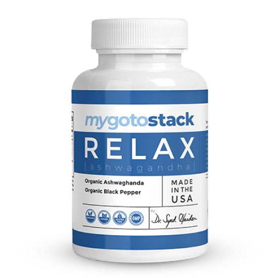 Relax Ashwganda supplement bottle