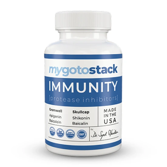 IMMUNITY [protease inhibitors] supplement bottle.