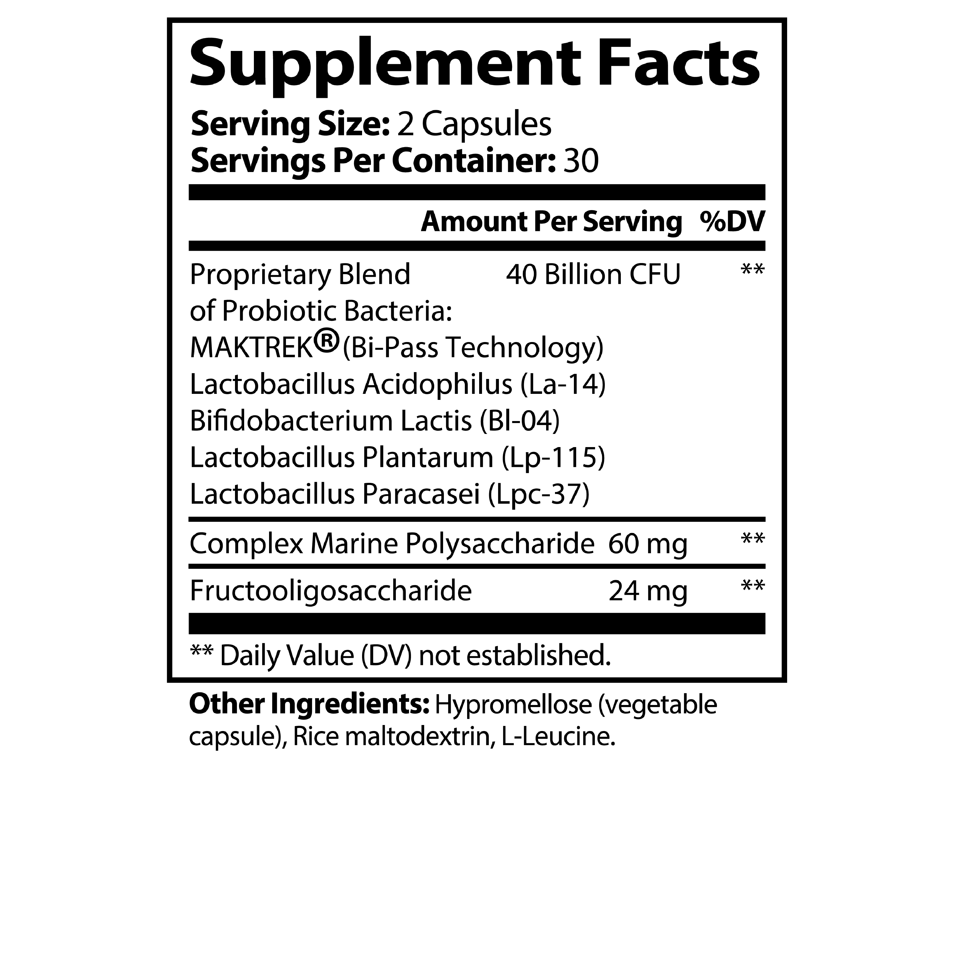 Digest Pre+probiotics supplement facts and usage instructions.