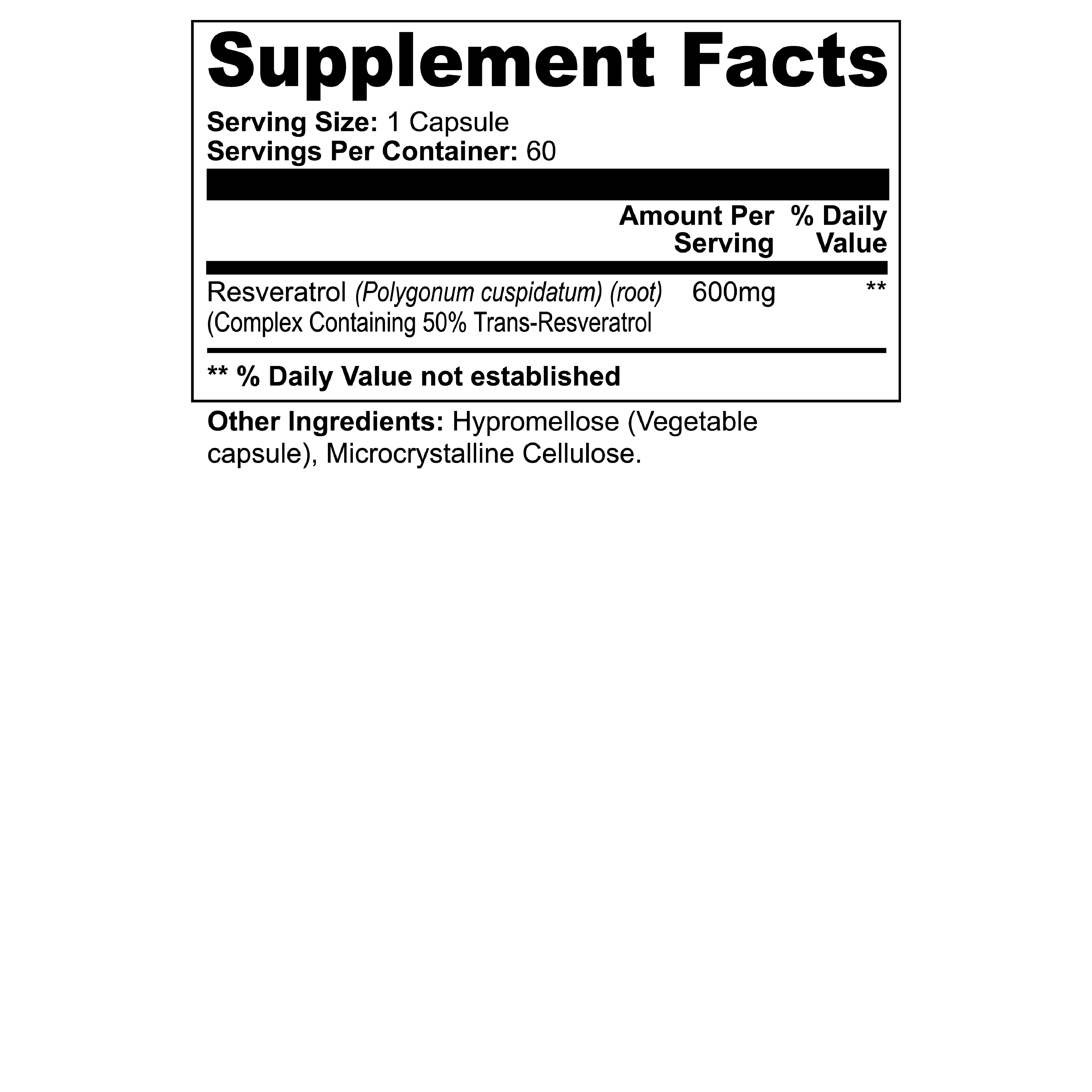 Autophagy Resveratrol supplement facts and usage instructions.